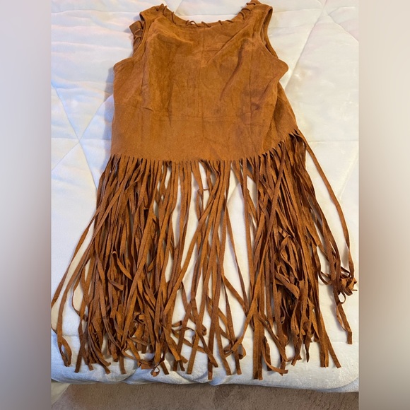 Brown suede vest with fringe - Picture 3 of 4